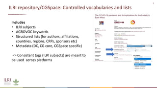 ILRI KM Architecture: use of open access and FAIR principles to make knowledge travel 
