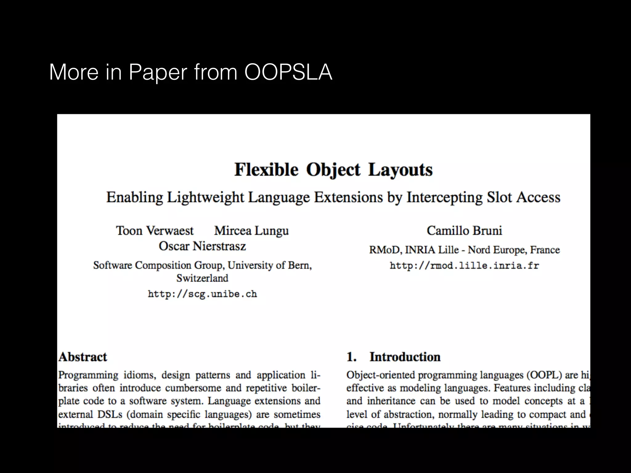 More in Paper from OOPSLA 
 