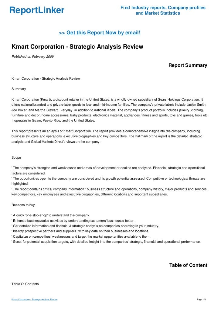 Kmart Corporation Strategic Analysis Review