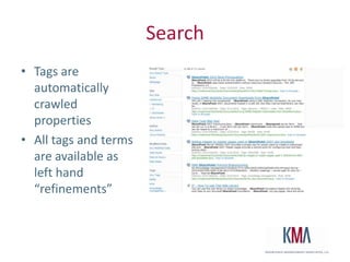 Scenario: Growth of an Information ArchitectureCompany hires its first marketing specialistAdds a folder to the library for marketing contentMultiple products, but all information still in one spot