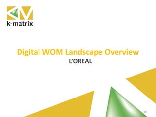 60
Digital WOM Landscape Overview
L’OREAL
 