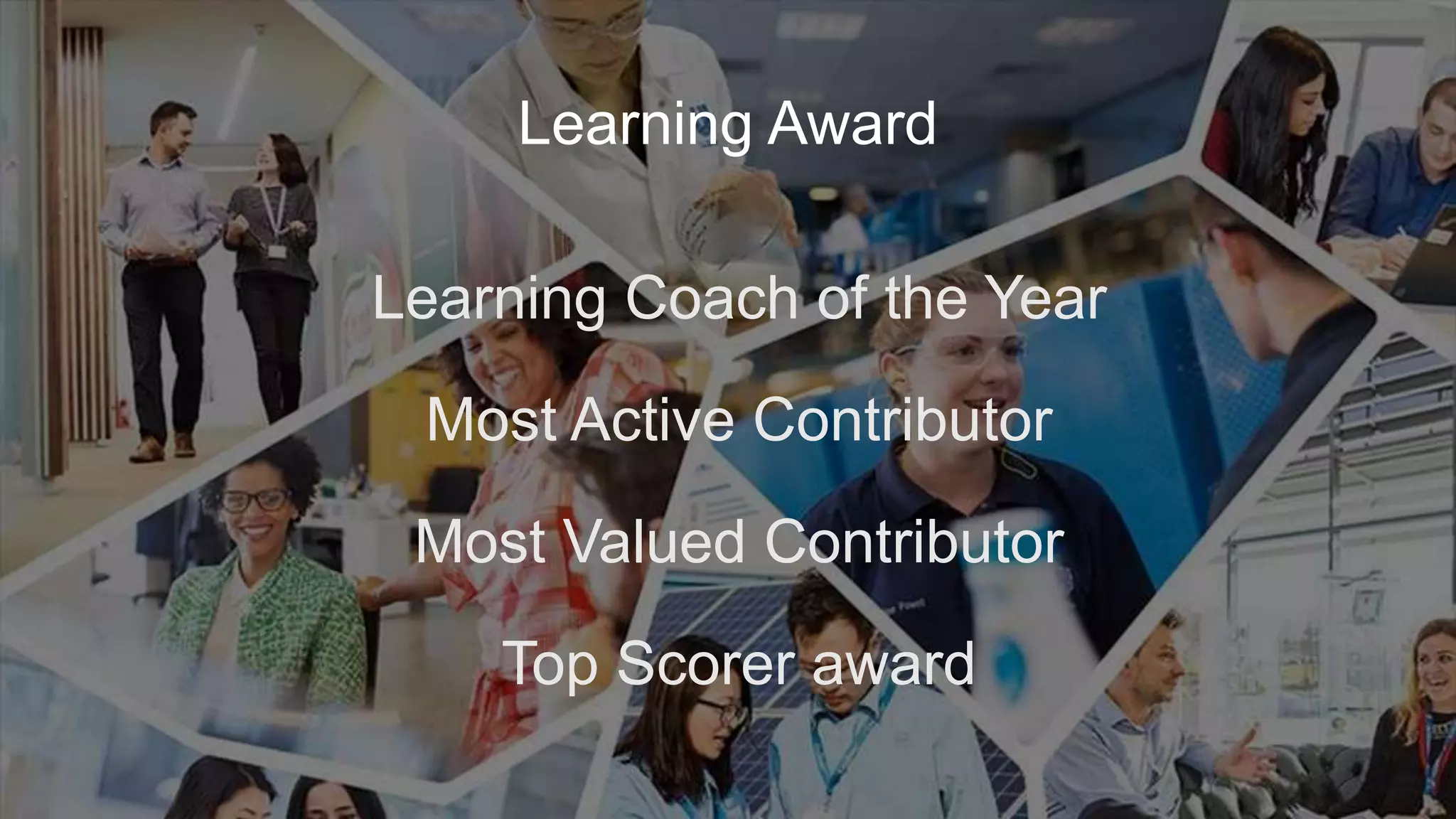 Learning Award
Learning Coach of the Year
Most Active Contributor
Most Valued Contributor
Top Scorer award