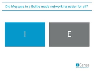 Did Message in a Bottle made networking easier for all?
I E
 