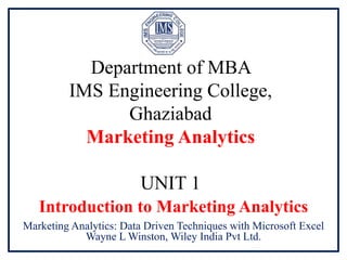 Introduction To Marketing Analytics Pptx Introduction To Marketing Analytics Pptx