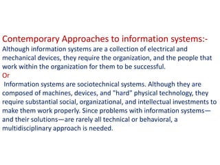 Function of an Information System
 