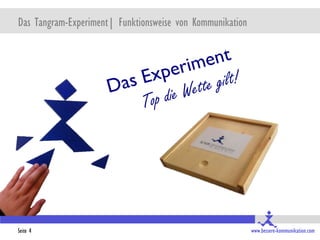 Seite 4 www.bessere-kommunikation.com
Das Tangram-Experiment| Funktionsweise von Kommunikation
 