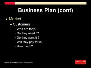 Ready to Go? Business Plan Description of the BusinessIndustry Analysis Marketing PlanManagement, Personnel and Organizational StructureProduction/Service Delivery Operations PlanAssessment of RiskFinancial Plan NarrativeFinancials