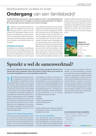 UITGELICHT
Bedrijfsoverdracht vol flaters en fouten

Ondergang van een familiebedrijf
Tot 2000 lijkt Boekos Food Group – bekend van Kips-leverworst – een familiebedrijf als elk            mislukte bedrijfsoverdracht. Wat deden de
ander. Dat verandert met het overlijden van directeur-grootaandeelhouder Ton Mikkers.                 gebeurtenissen met de verhoudingen binnen
De verkoop loopt uit op een catastrofe. Leer van deze ervaringen.                                     de familie? Hoe werd de pikorde in het be-
                                                                                                      drijf opnieuw bepaald? Hoe moest er worden



I
   n Valkuilen bij bedrijfsoverdracht be-           wat er allemaal mis kan gaan als een familie-     gedeald met de lijken in de kast? Mikkers:
   schrijft Geert Mikkers wat er met de on-         bedrijf wordt overgenomen of wordt overge-        ‘Het boek is een les. Voor mij een dure le-
   derneming gebeurde nadat zijn vader              dragen aan een nieuw management. En Mik-          vensles. U als lezer kunt van onze ervaringen
overleed. Een opmerkelijk verhaal, dat me-          kers waarschuwt dat je als betrokkene ook         leren.’ |
nigeen de wenkbrauwen zal doen fronsen.             zelf op van alles en nog wat moet letten: ‘Ik
Niet in de laatste plaats omdat zichzelf ‘gere-     ben een patiënt die meer weet van zijn ziek-
nommeerd’ noemende partijen de belangen             te dan de dokter zelf.’ Een grote valkuil, al
van de familie en het bedrijf hebben ver-           voordat het bedrijf wordt overgedragen: sta
kwanseld.                                           je er als ondernemer wel voor open dat je be-                              Valkuilen bij
                                                    drijf straks wordt geleid door iemand anders?                              bedrijfsoverdracht
PERSOONLIJK RELAAS                                  Boekos-directeur wijlen Tom Mikkers stond                                    A family business
Het bijzondere van Valkuilen bij bedrijfsover-      dat zeker niet, vertelt Geert Mikkers: ‘Mijn                                 affair
dracht is de zeer persoonlijke insteek. Mik-        vader was niet op te volgen. Zelfs in zijn kin-                              Geert Mikkers
kers noemt man en paard. Hij stimuleert on-         deren had hij geen vertrouwen als het ging                                   380 p.
dernemers en dienstverleners (van banken tot        om de opvolging.’ De auteur doet ook verslag                                 € 47,95
adviseurs en accountants) om alert te zijn op       van de grote persoonlijke gevolgen van de




Spreekt u wel de samenwerktaal?
Samenwerken blijft lastig. Dat komt niet zelden door spraakverwarring. Met hun boek Leren             in willen verbeteren of evalueren. Denk aan
samenwerken tussen organisaties wijzen Edwin Kaats en Wilfrid Opheij op het belang van                alliantie- en netwerkmanagers en mensen
een gemeenschappelijke taal en een gezamenlijk perceptiekader.                                        met bestuurlijke verantwoordelijkheid. Maar




H
           et behoeft geen betoog: geen enke-       niet dezelfde ‘taal’ spreken, of doordat ze an-   Gudde) is verhelderend voor iedereen die wel
           le organisatie kan de grote private      dere verwachtingen hebben en de dingen an-        eens in samenwerkingsverband opereert, in-
           en publieke vraagstukken van deze        ders percipiëren. In zo’n geval helpt het om      clusief studenten en adviseurs. Het boek is
tijd helemaal alleen oplossen. Of het nu gaat       te proberen een gemeenschappelijke bril op        een mix van eigen inzichten en ervaringen,
om innovatie, zorg, economische ontwikkel-          te zetten. Zo’n gemeenschappelijke bril bie-      wetenschappelijke inzichten en best practi-
ling, duurzaamheid, openbare orde of het te         den de auteurs van Leren samenwerken tus-         ces. Wie in samenwerkingsverband werkt,
boven komen van een recessie: samenwerken           sen organisaties lezers aan – met daaraan ver-    moet zelf blijven nadenken over de manier
is nodig. Samen kun je dingen bereiken die          bonden een specifieke ‘samenwerkingstaal’.        waarop de samenwerking het vruchtbaarst ge-
voor individuele organisaties ondenkbaar of         Ze gaan uitgebreid in op vijf cruciale            stalte krijgt in de eigen praktijk. |
onmogelijk zijn. Een randvoorwaarde voor ef-        invalshoeken bij samenwerking:
fectieve samenwerking is dat de betrokken
partijen in staat moeten zijn om een deel van
hun autonomie of resultaatverwachting op te
geven. Dit in het vertrouwen dat ze er uitein-
delijk meer voor terugkrijgen. Maar autono-
mie afstaan is moeilijk als je het gevoel hebt
dat je elkaar niet begrijpt, dat je het over ver-   Bij elke invalshoek geven Kaats en Opheij de
schillende dingen hebt.                             belangrijkste inzichten, succesfactoren en
                                                    mogelijke interventies.                           Leren samenwerken tussen organisaties
HOUVAST BIJ SPRAAKVERWARRING                                                                            Effectief opbouwen van allianties, netwerken,
Vaak zijn het niet eens inhoudelijke verschil-      ZELF BLIJVEN NADENKEN                               ketens en strategische partnerschappen
len van inzicht die goede samenwerking in           Leren samenwerken tussen organisaties is            Edwin Kaats en
de weg staan. Een van de grote problemen is         sterk praktijkgericht. Het boek is vooral be-       Wilfrid Opheij
spraakverwarring tussen de partijen die deel-       doeld als hulpmiddel voor professionals die         Ca. 490 p.
nemen aan het samenwerkingsverband.                 in de echte wereld samenwerkingsverbanden           Ca. € 44,50
Meestal ontstaat die doordat de betrokkenen         tot stand brengen en hun functioneren daar-




WWW.KLUWERMANAGEMENT.NL/BOEKEN                                                                                                        WINTER 2011 7
 