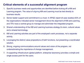 KM 2.0 views the concept of learning as a social process facilitated by technologies rather than information collection and storage processes. This social view of knowledge highlights how it’s created and supported through learning by way of interaction and situational embedding. In this frame, OL and KM cannot be separated. 5