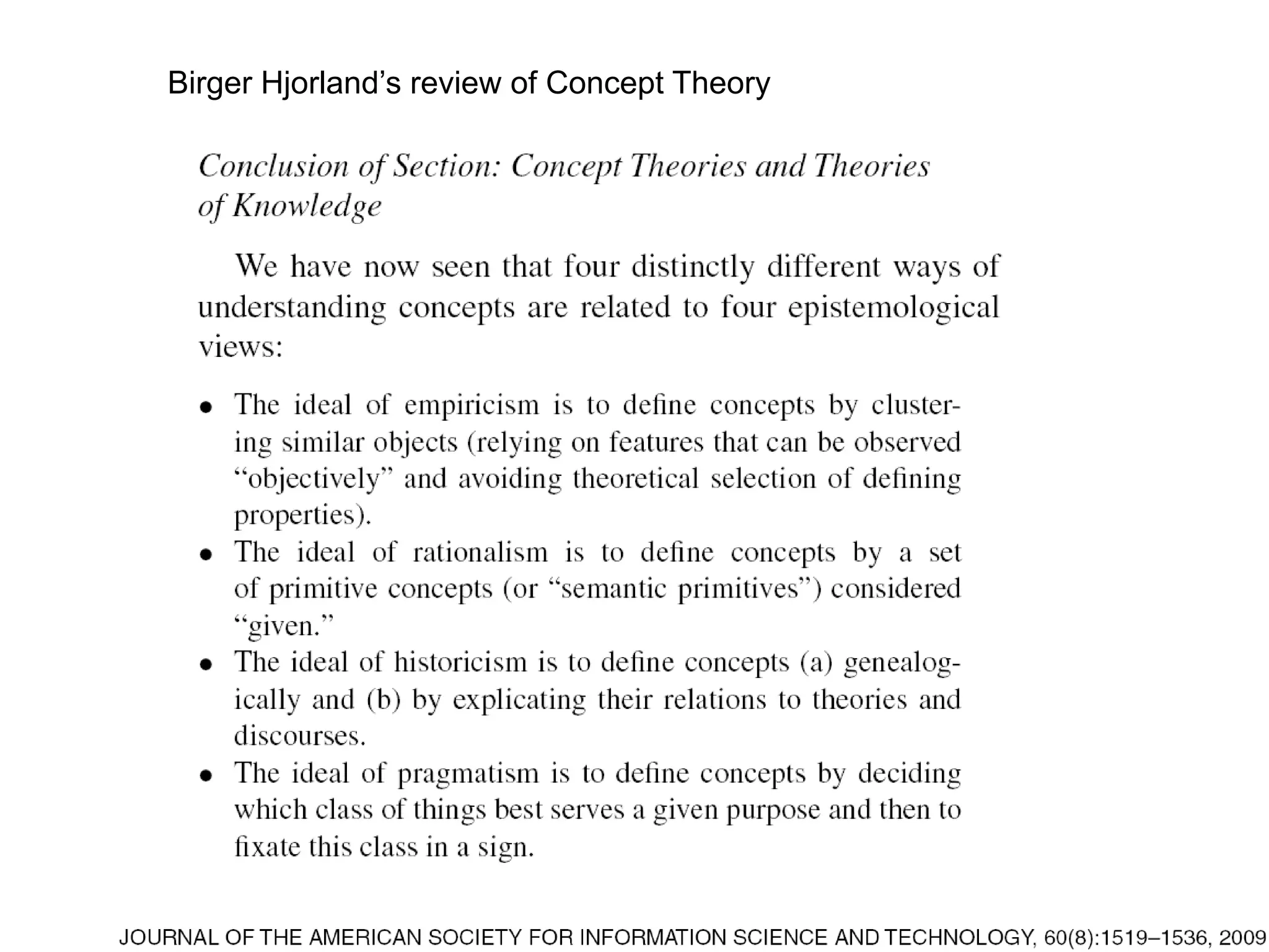 Birger Hjorland’s review of Concept Theory
 