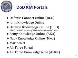 Knowledge Management in the Department of Defense