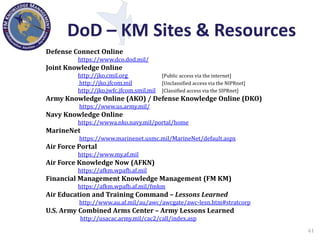 Knowledge Management in the Department of Defense