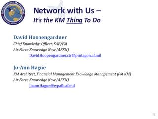 Knowledge Management in the Department of Defense