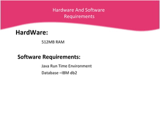 Hardware And Software  Requirements ,[object Object],[object Object],[object Object],[object Object],[object Object]