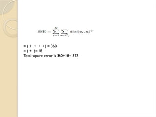 = ( + + + +) = 360
= ( + )= 18
Total square error is 360+18= 378
 