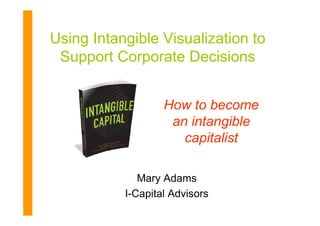 Using Intangible Visualization to
 Support Corporate Decisions


                   How to become
                    an intangible
                      capitalist

              Mary Adams
           I-Capital Advisors
                                    ICA-1
 