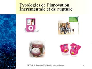 Typologies de l’innovation
Incrémentale et de rupture




   ISCOM 19 décembre 2012/Eunika Mercier-Laurent   19
 