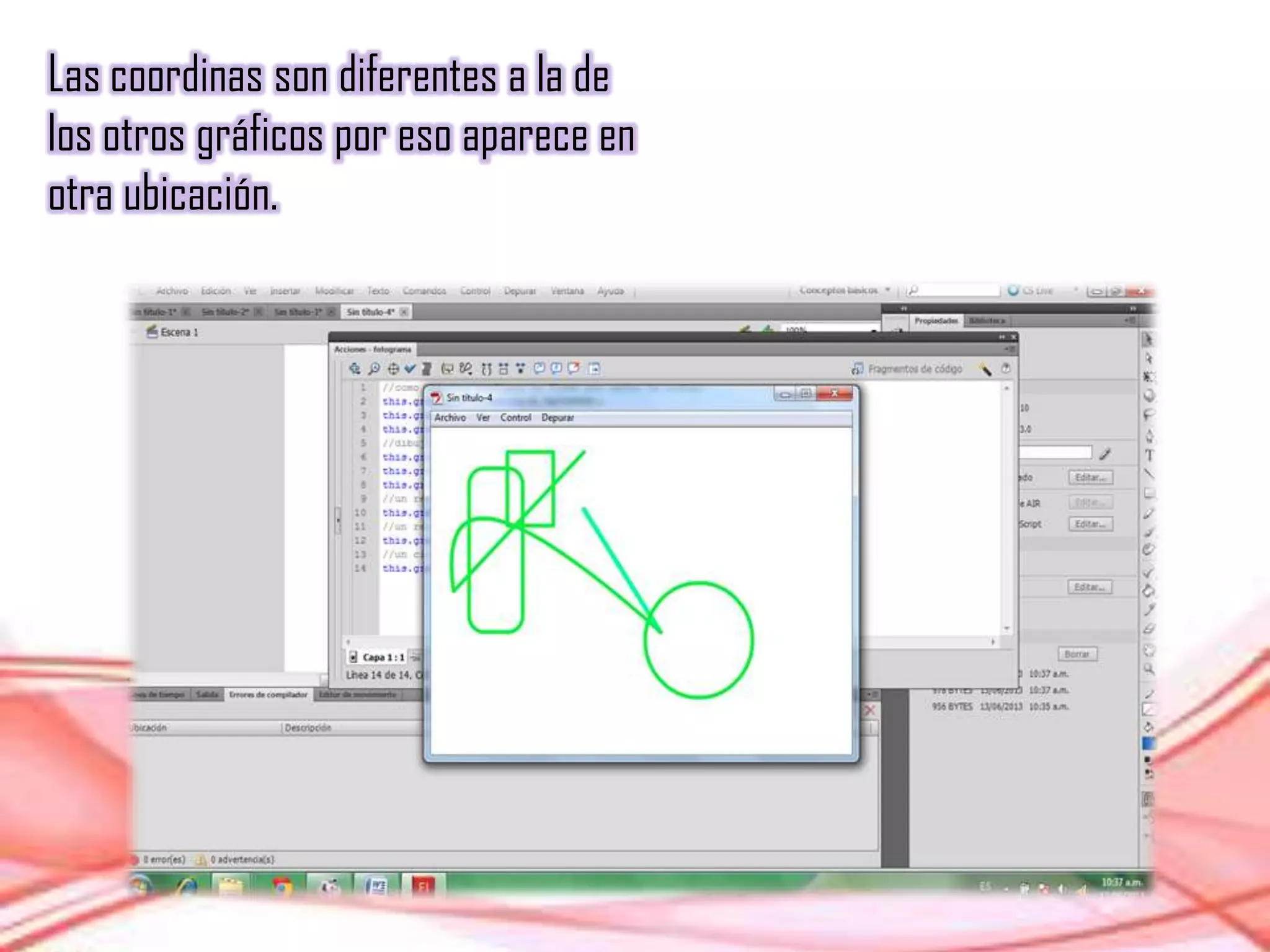 Las coordinas son diferentes a la de
los otros gráficos por eso aparece en
otra ubicación.
