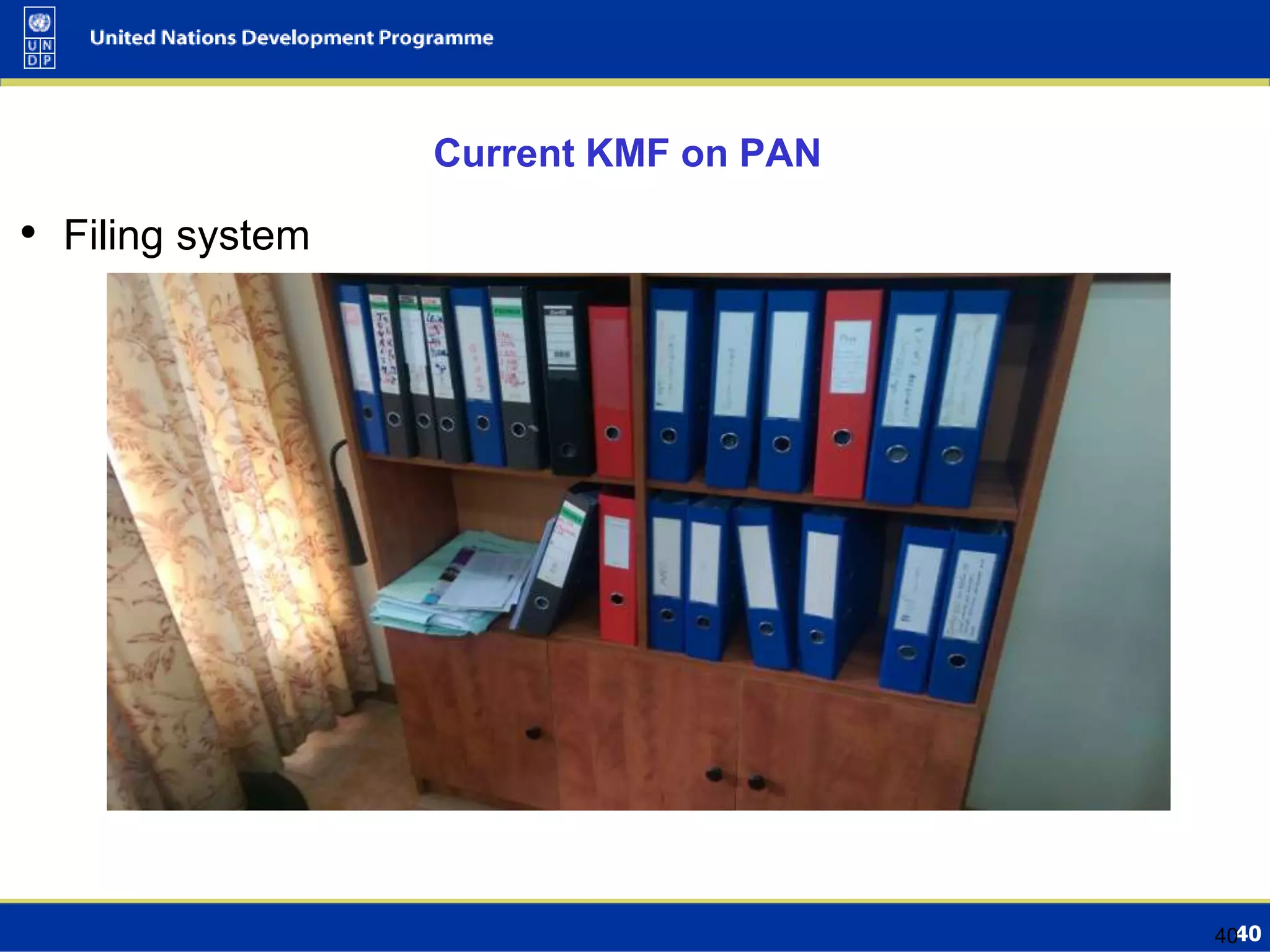 4040
Current KMF on PAN
• Filing system
 