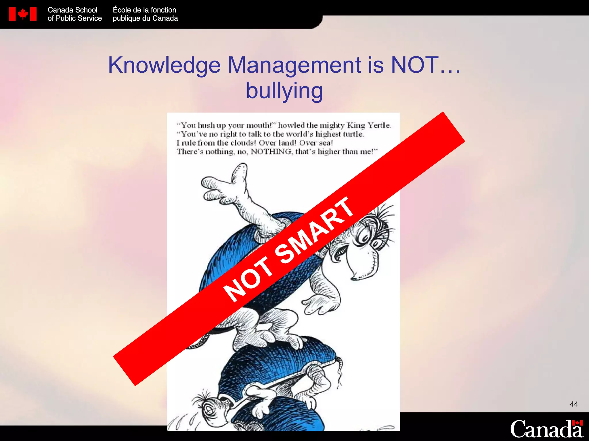 Knowledge Management is NOT… bullying NOT SMART 