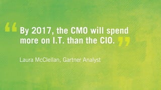 By 2017, the CMO will spend
more on I.T. than the CIO.“ ”Laura McClellan, Gartner Analyst
 