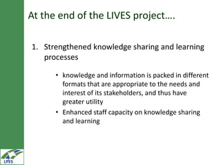 Knowledge management, communication and e-extension in the LIVES project