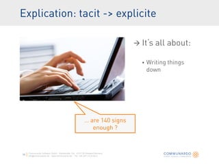

                                                                            




Communardo Software GmbH · Kleiststraße 10a · D-01129 Dresden/Germany
info@communardo.de · www.communardo.de · Tel. +49 (351) 8 33 82-0
 