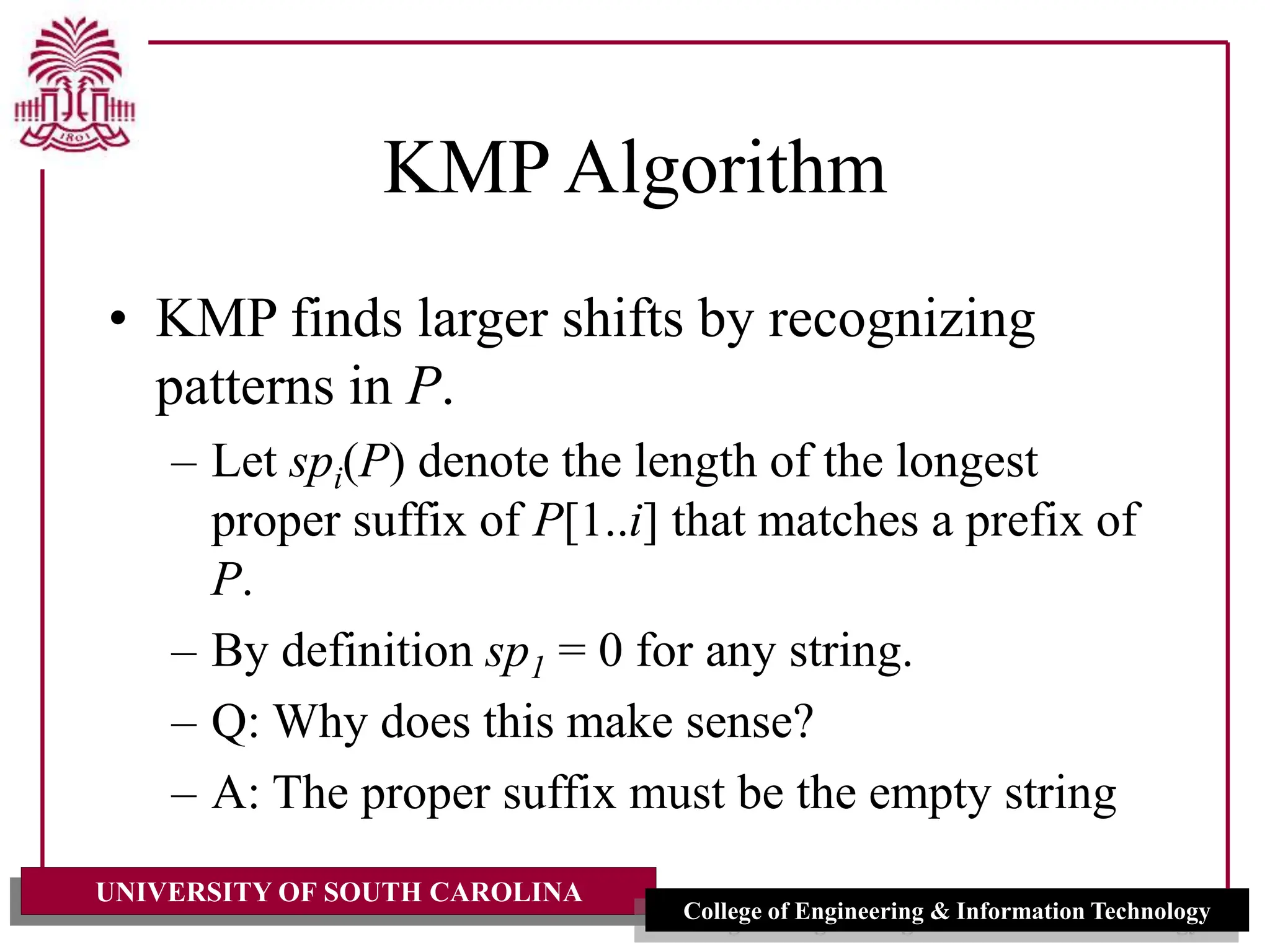 Knutt Morris Pratt Algorithm by Dr. Rose.ppt | Physics | Science