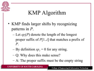 Knuth Morris Algorithm Examples knuth morris pattern explanation in detail | PPT