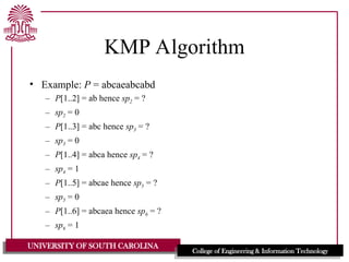 Knuth Morris Algorithm Examples knuth morris pattern explanation in detail | PPT