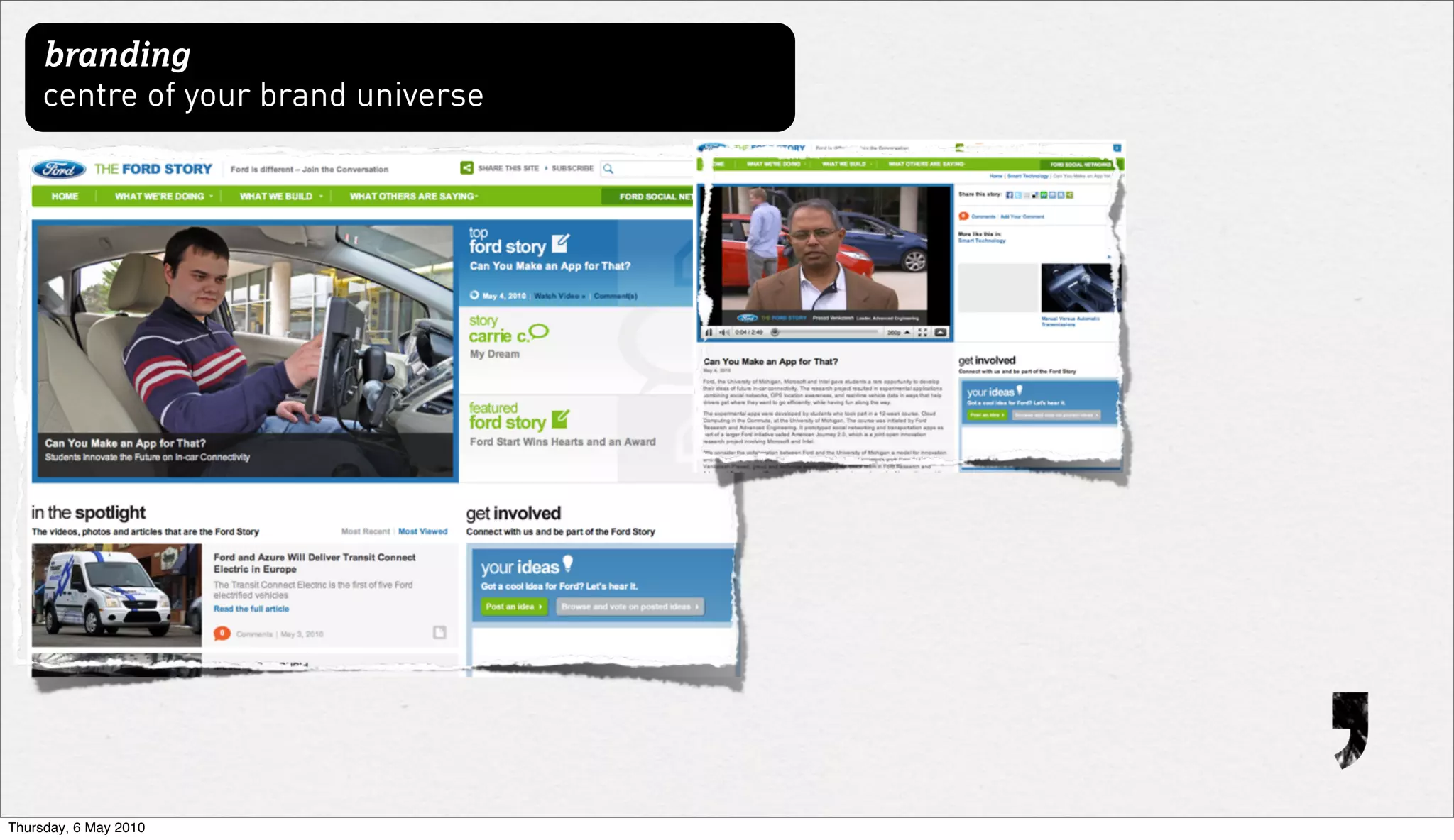 branding
     centre of your brand universe




Thursday, 6 May 2010
 