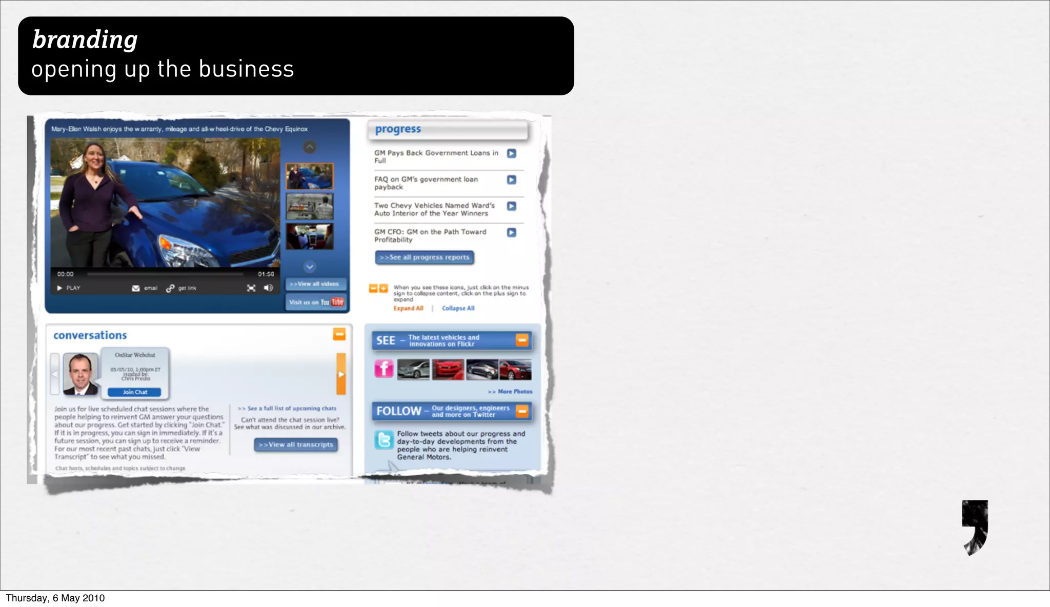 branding
     opening up the business




Thursday, 6 May 2010
 