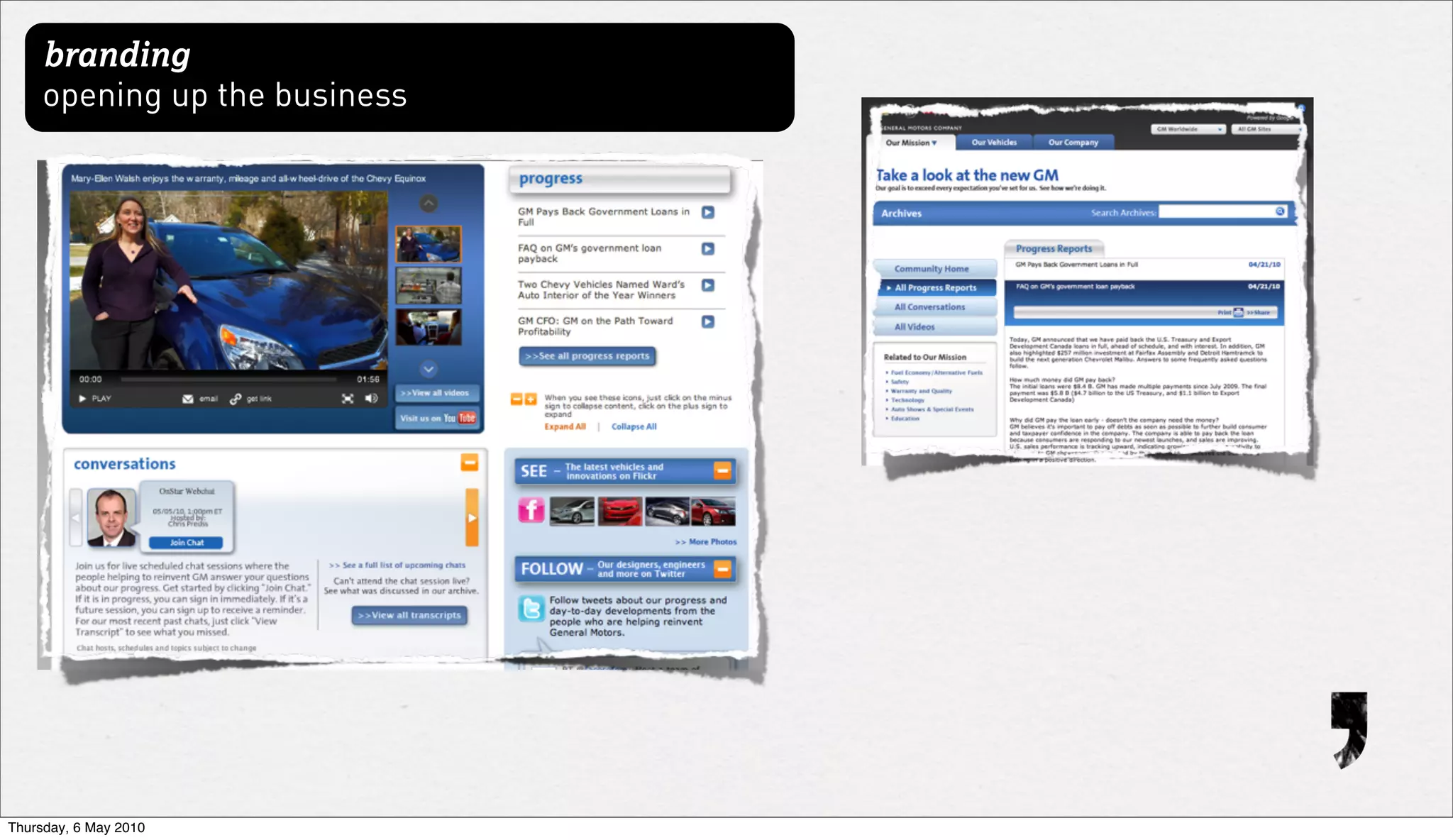 branding
     opening up the business




Thursday, 6 May 2010
 