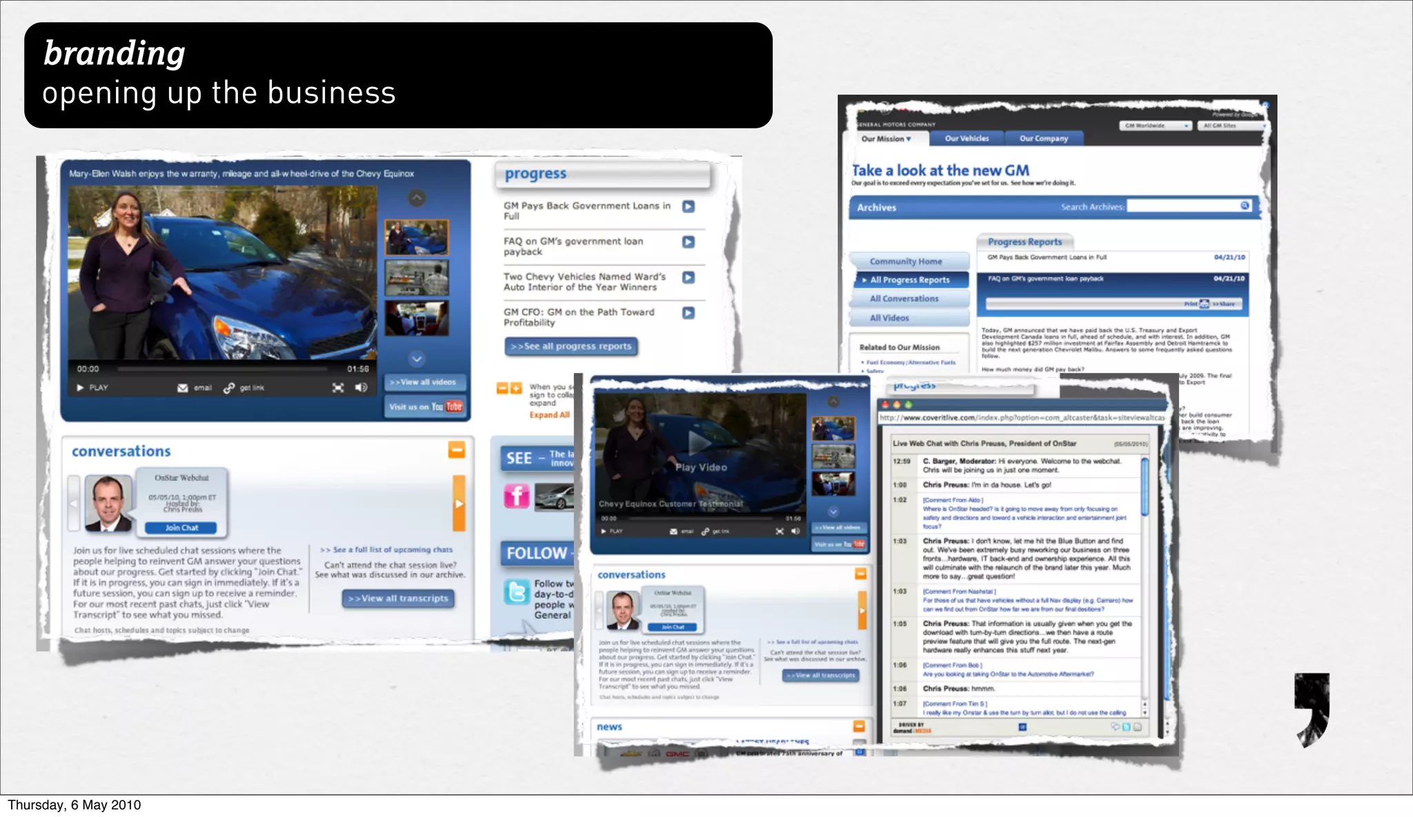 branding
     opening up the business




Thursday, 6 May 2010
 