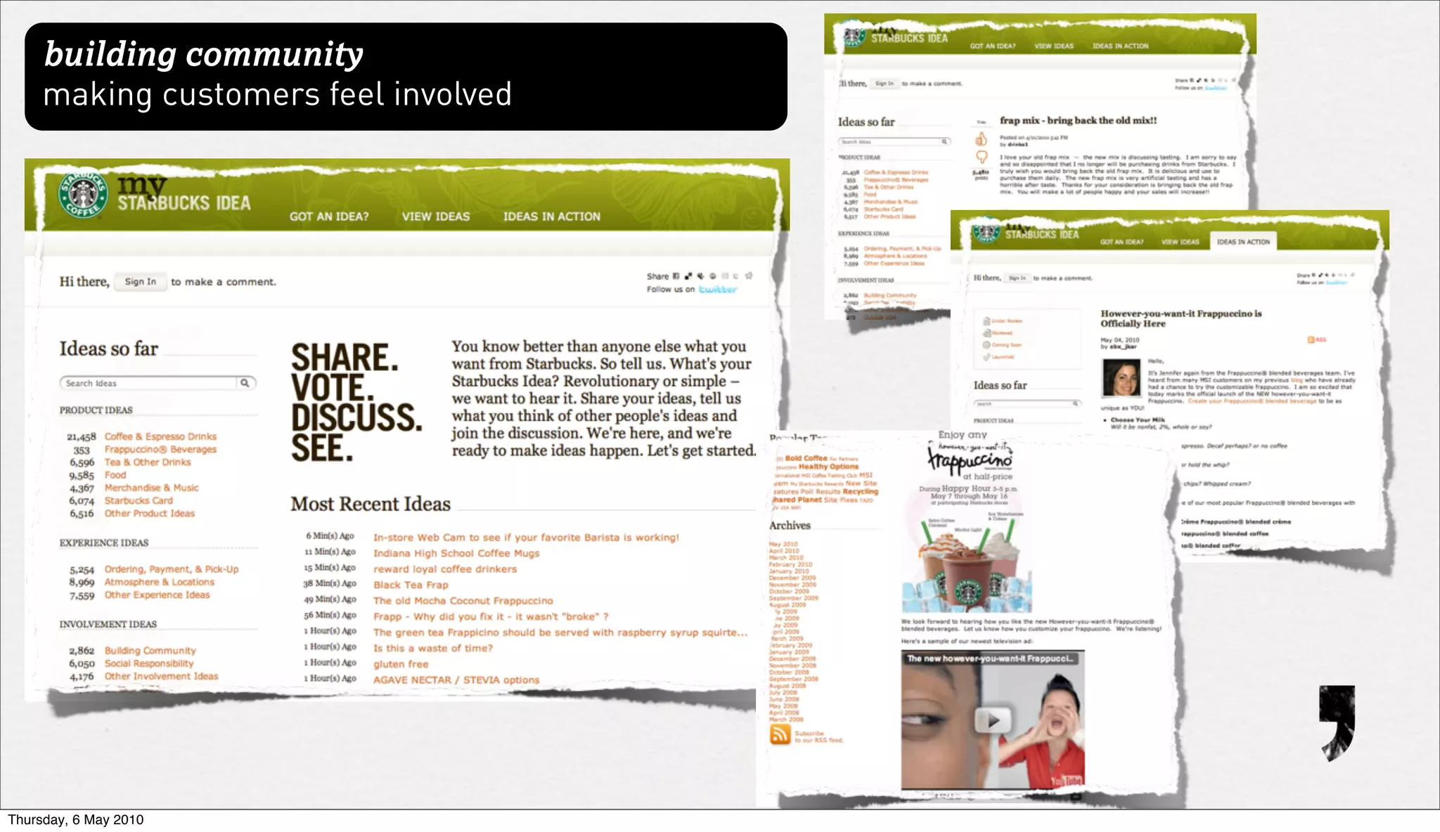 building community
     making customers feel involved




Thursday, 6 May 2010
 