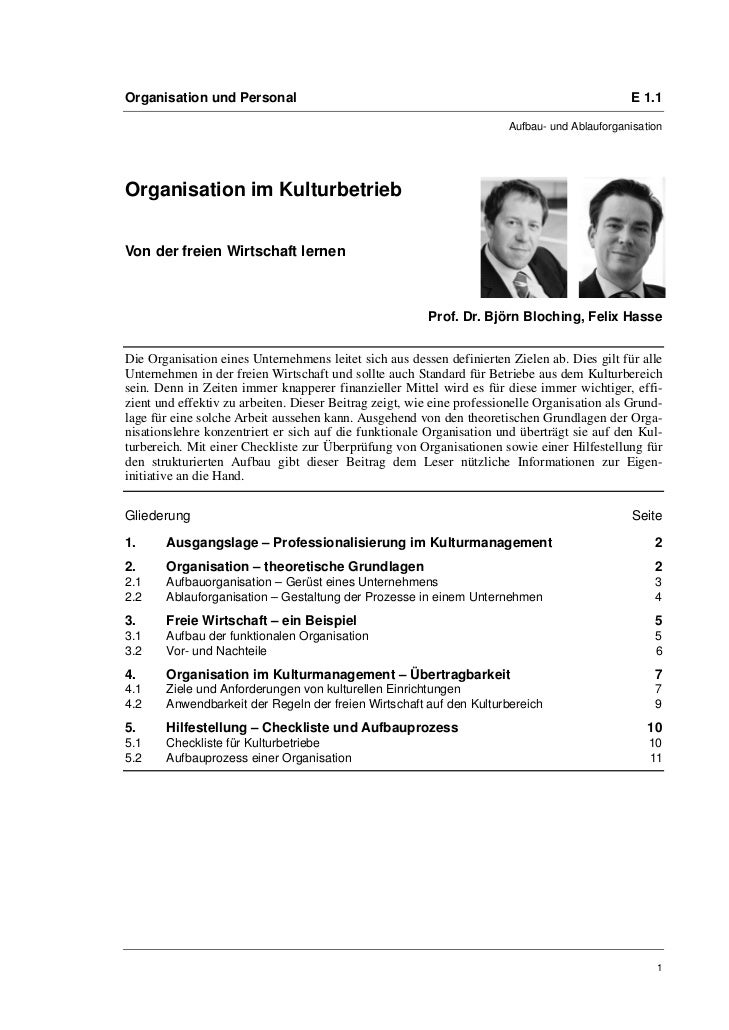 Prof Dr Bjorn Bloching Felix Hasse Organisation Im Kulturbetrieb