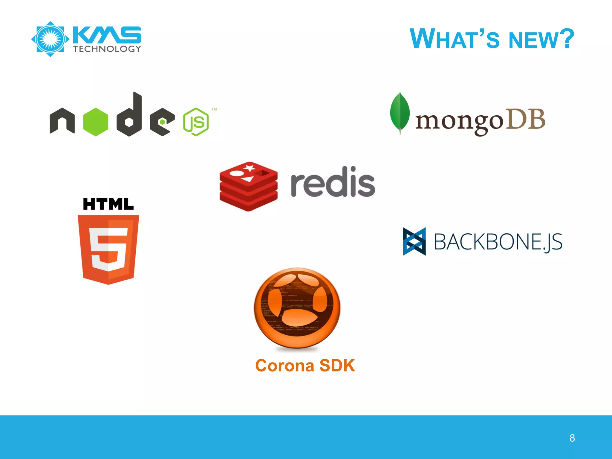 WHAT’S NEW?
8
Corona SDK
 