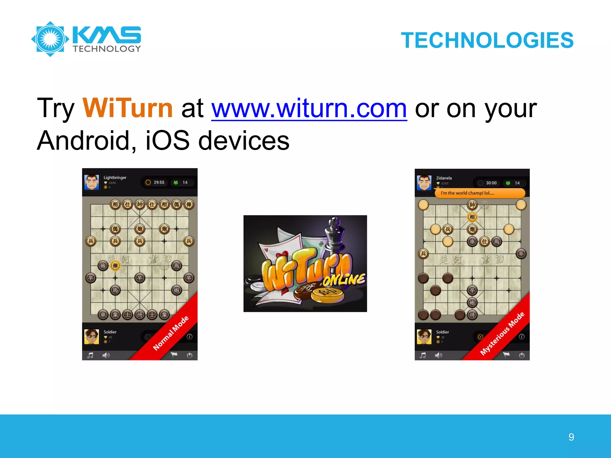 TECHNOLOGIES
Try WiTurn at www.witurn.com or on your
Android, iOS devices
9
 