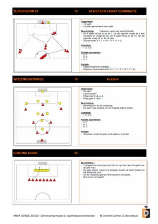 KMSK DEINZE JEUGD - Demotraining module 2: waarheidszone beheersen ? De Smet Gnther JC Bovenbouw
TUSSENVORM 02 15 AFWERKEN VANUIT COMBINATIE
WEDSTRIJDVORM 03 15 K+8/8+K
COOLING DOWN 05
 