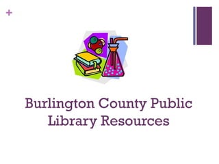 +
Burlington County Public
Library Resources
 