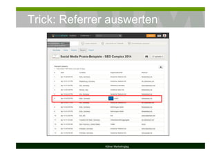 Trick: Referrer auswerten
Kölner Marketingtag
 