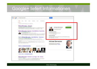 Google+ liefert Informationen
Kölner Marketingtag
 
