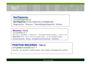 So?
Kölner Marketingtag
 