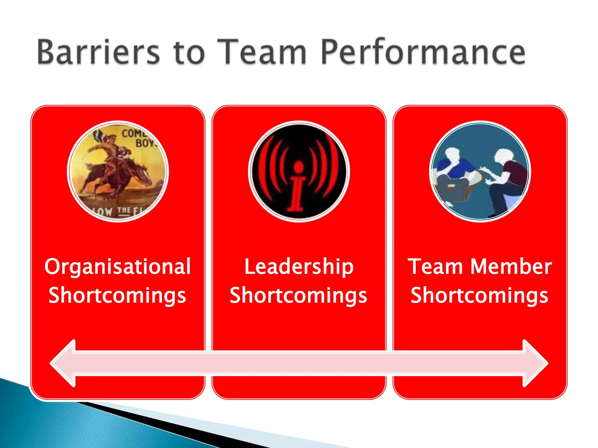 Organisational
Shortcomings

Leadership
Shortcomings

Team Member
Shortcomings

 