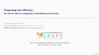 Progressing into efficiency:
the role for labor tax progression in privatizing social security
Oliwia Komada (FAME|GRAPE)
...