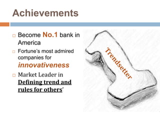 Bring young managers from outside “Young Tiger”Young Tigers (Some Example)John Reed New CEO‘Paradigm Shifter’Literature, MetallurgyExperience at Ford MotorRun banking as “Factory”Transform ‘Back Office’ => Low Cost, High-QualityRecruit production backgroundReorganize & Reduce HCAutomated & Redesign work- flow and control systems