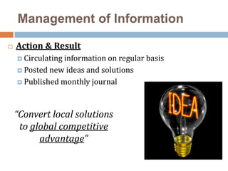 Experimentation & Action LearningAction & ResultDeveloping and implementing the ATMs“Most competitive in U.S. 80% of customer using ATMs”
