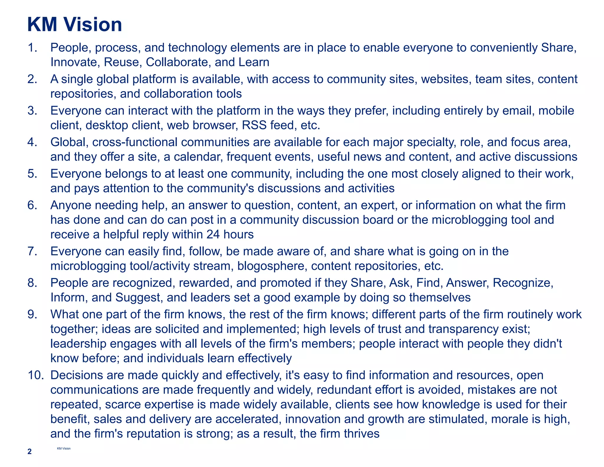 Knowledge Management Vision | PPT