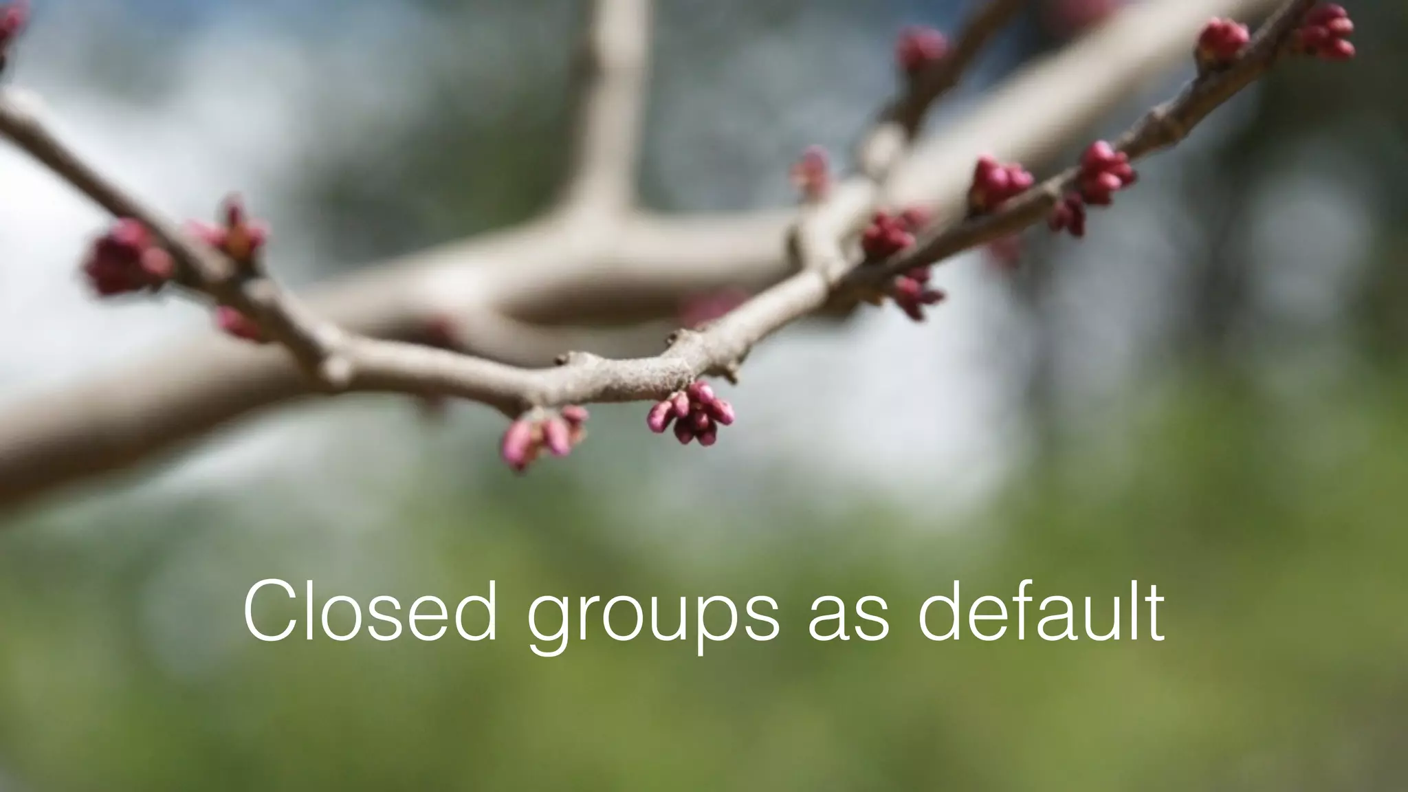 Closed groups as default
 