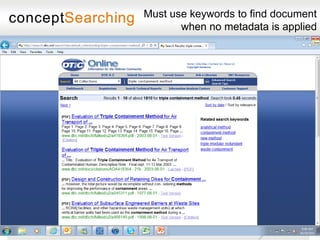 Must use keywords to find document
                                  when no metadata is applied




www.conceptsearching.com
 